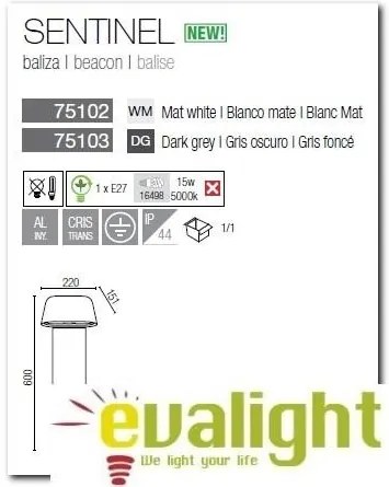 Stalp exterior inaltime 60cm IP44 Sentinel 75103