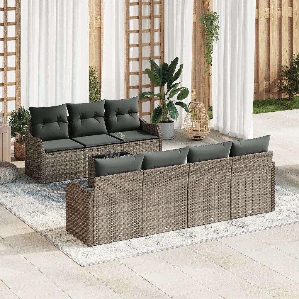 vidaXL Set de canapele pentru grădină 8 pcs Gri 55 x 55 x 37 cm