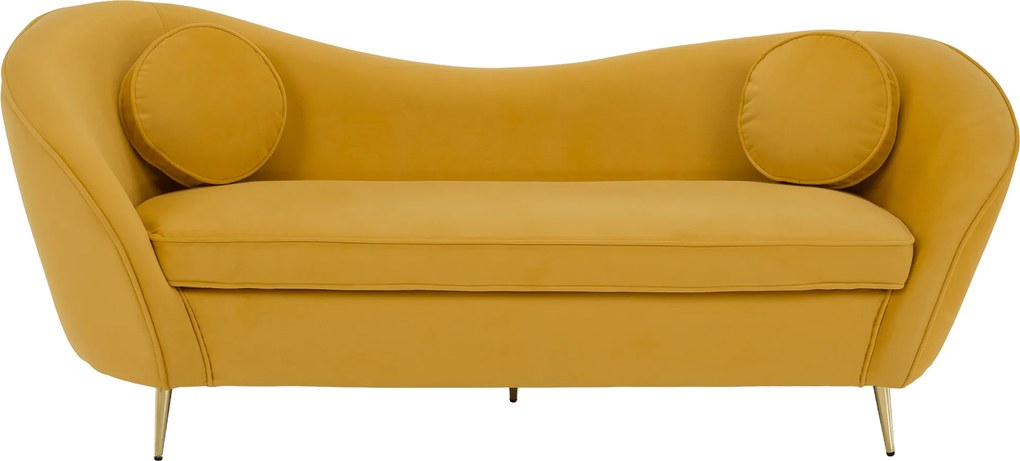 Canapea cu 3 locuri de design, ţesătură Velvet galbenă/gold crom auriu, EZIO TYP 3