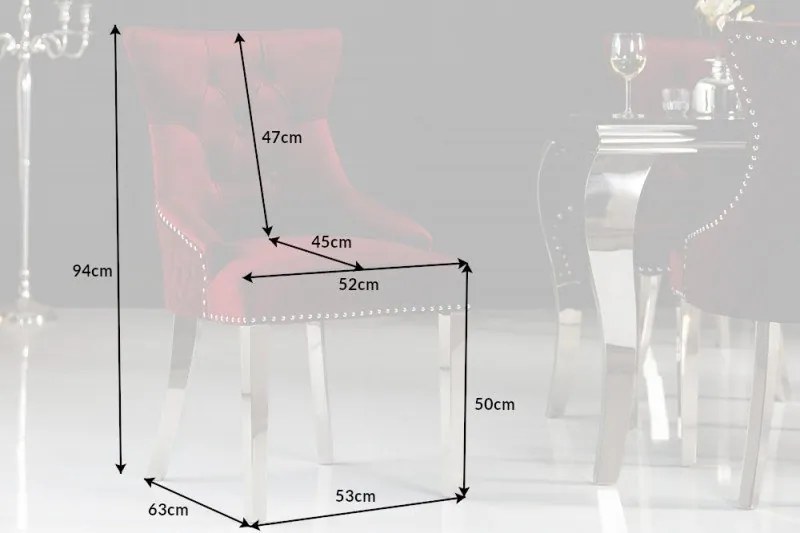 Set 2 scaune stil baroc Castle Deluxe, rosu