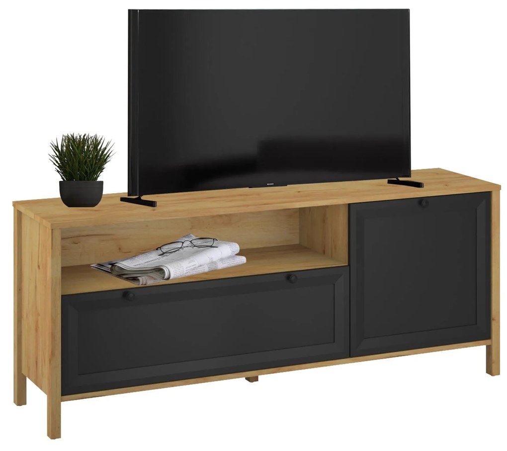 Masă TV Bruselas (stejar craft auriu + negru) . 1116786