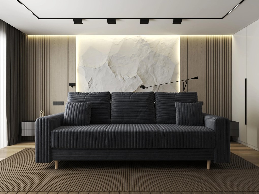 Canapea extensibilă dumonde cu ladă de depozitare si sezut confortabil din spuma high-density, Kronos Ambience Gri 210x100 cm