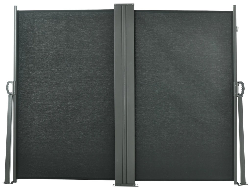 Outsunny Dublu Paravan lateral retractabil Brise-Vue paravent dim. 6L x 1,60H m Poliester Anti-UV Gri | Aosom Romania