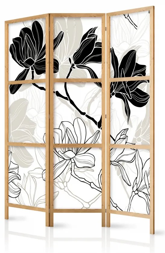 Paravan japonez - Black and White Flowers I