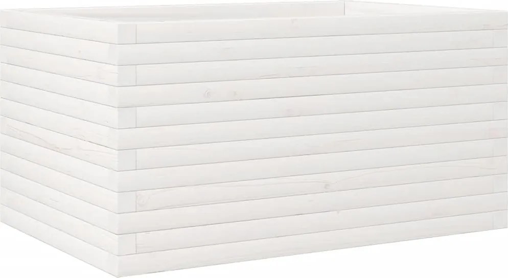 vidaXL Jardinieră de grădină, alb, 90x60x45,5 cm, lemn masiv de pin