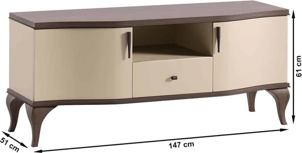 Set lemn masiv nuc Living Leona 3 Piese Crem-