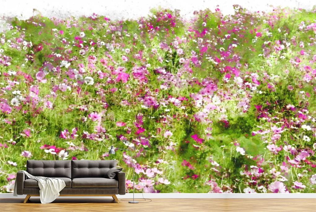 Tapet Premium Canvas - Pictura cu campul de flori abstract