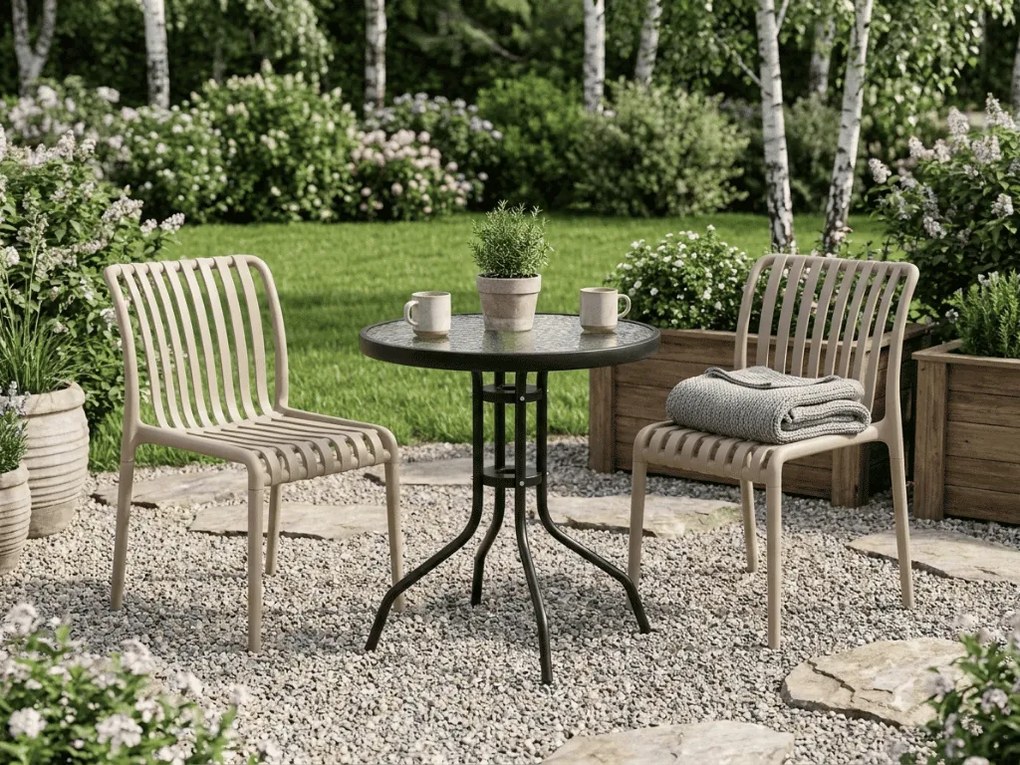 Set de gradina TREGO ISLAND - 2 scaune si masa rotunda ø 60 cm, bej
