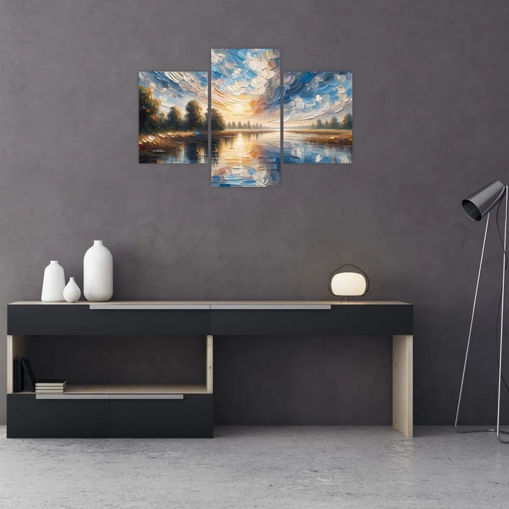 Tablou - Pictură cu soarele deasupra apei (90x60 cm)