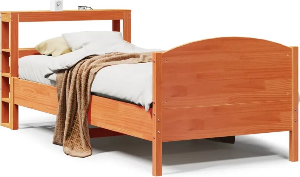 vidaXL Cadru pat fără saltea, maro ceruit, 75x190 cm, lemn masiv pin
