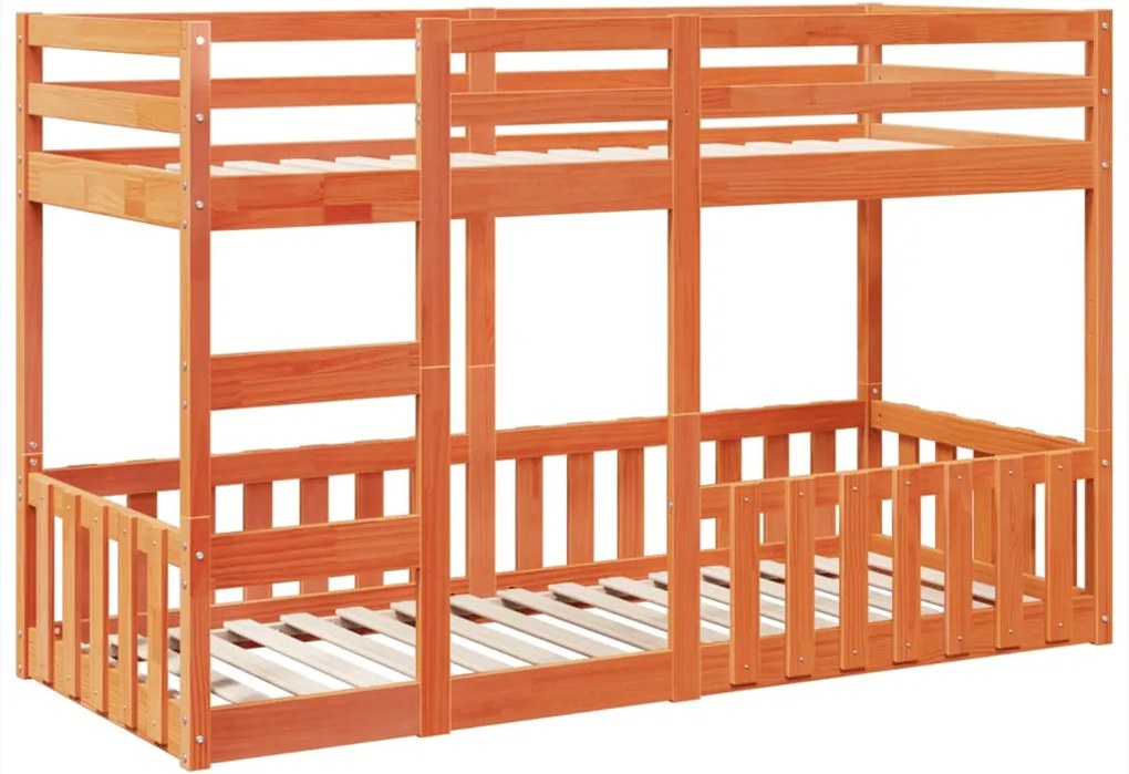 vidaXL Pat supraetajat, maro ceruit, 75x190 cm, lemn masiv de pin