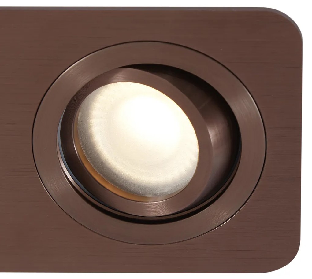 Set de 6 spoturi încastrate rotunjite, bronz închis, GU10 50mm, pivotante și înclinabile, IP44, 2 lumini - Alberto