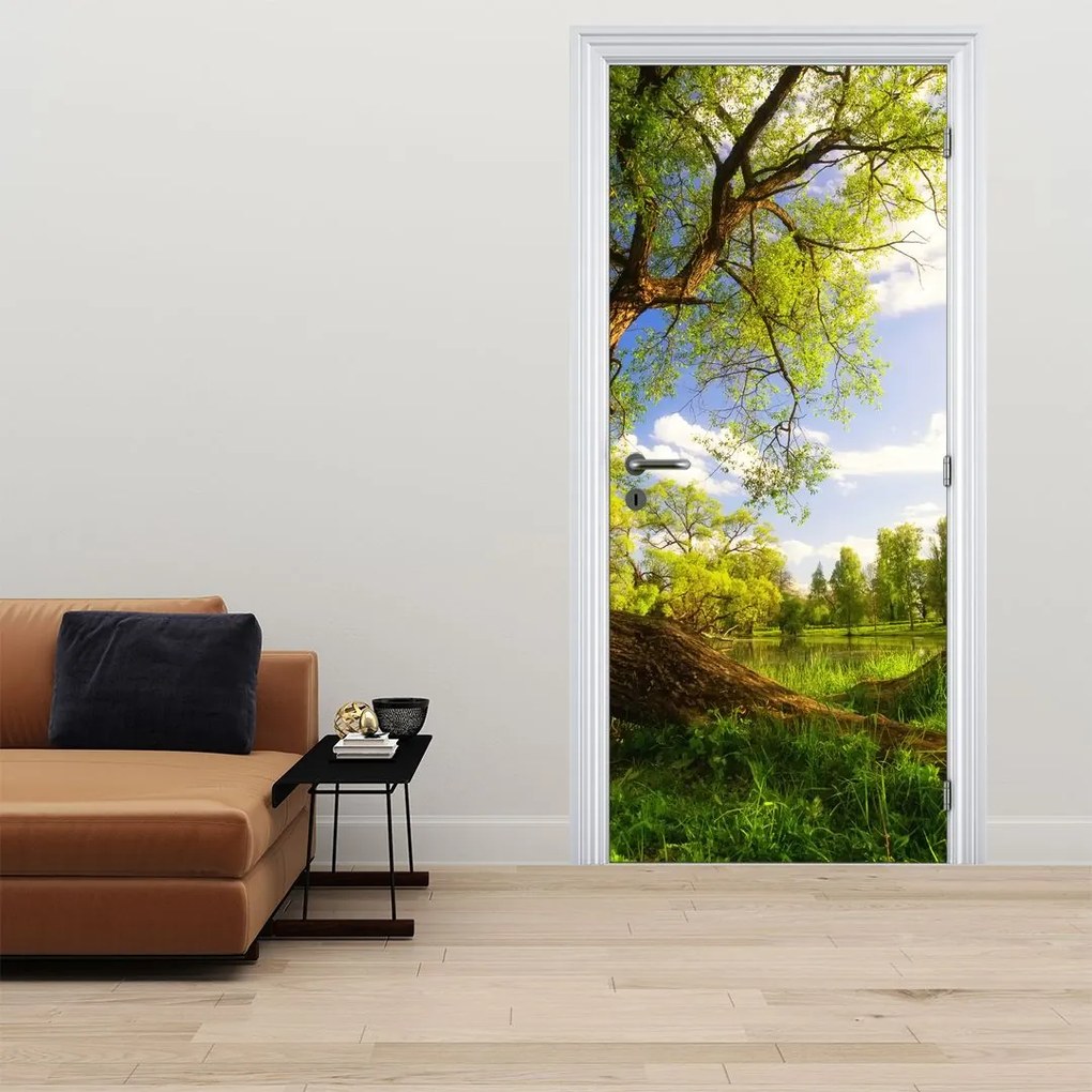 Fototapet pentru ușă - Pajiștea primăvara (95x205cm)