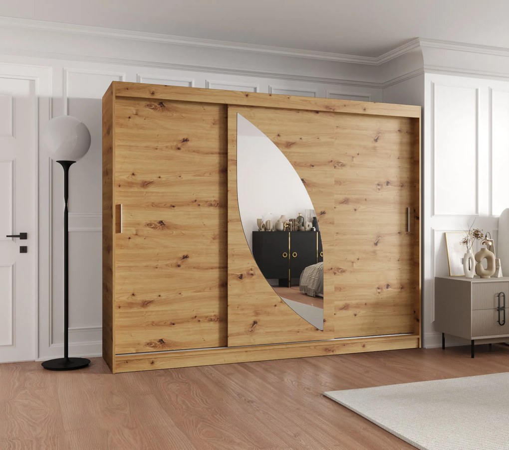 Dulap de haine 250 cm Milain (Stejar artisan). 1126014