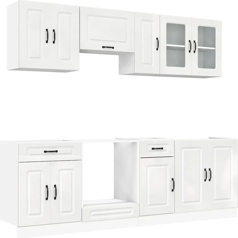 vidaXL Set dulap de bucătărie 8 piese „Kalmar” alb lucios Lemn