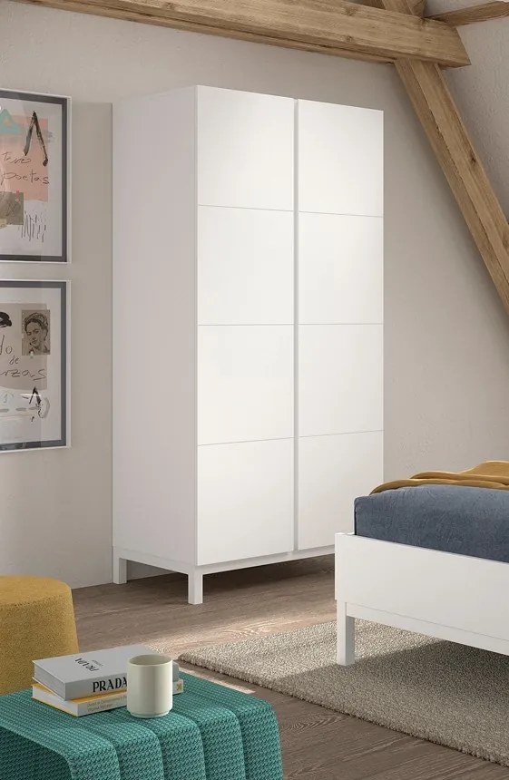Set Complet Cameră Copii EVA: Pătuț Transformabil 70x140 cm, Comodă cu 3 Sertare, Masă de Înfășat și Dulap 2 Uși, Alb – Vipack