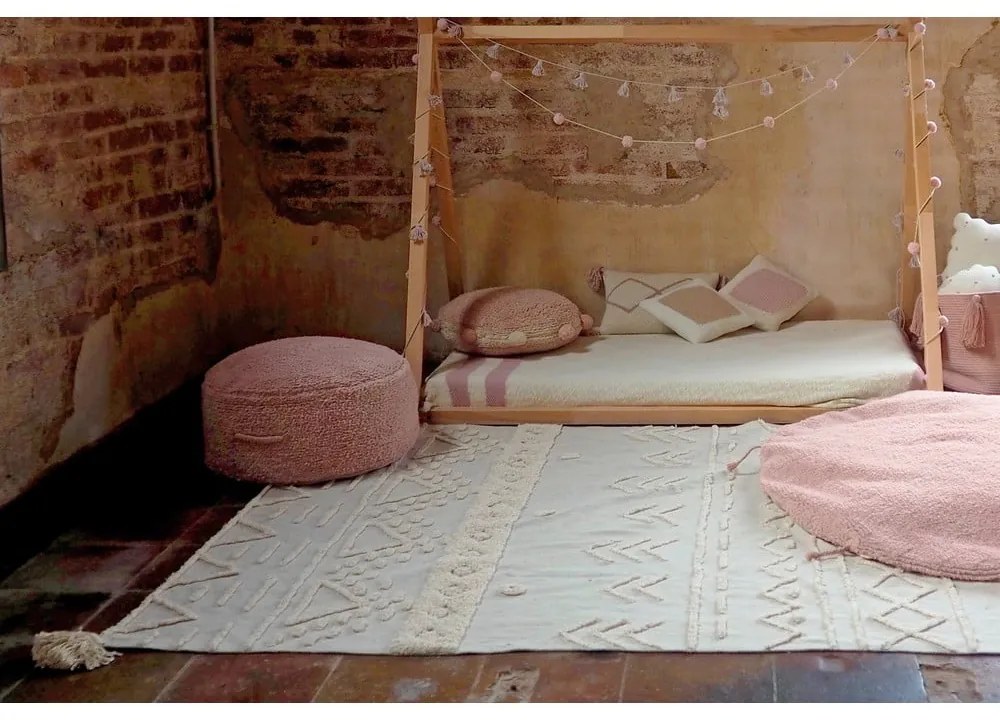 Covor alb lavabil/țesut manual din bumbac 140x200 cm Tribu Natural – Lorena Canals