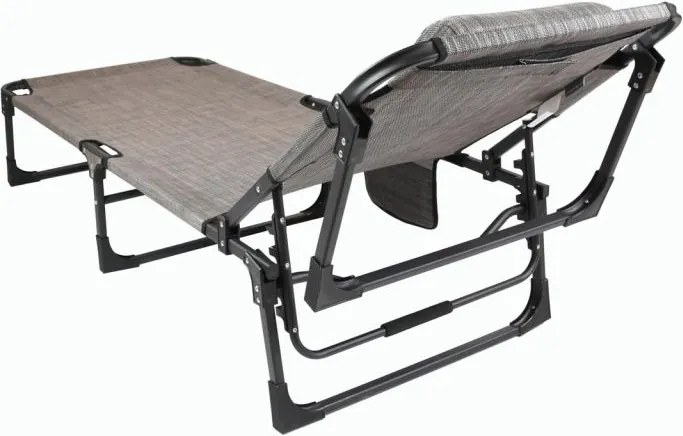 Șezlong pliabil, gri, 189,5 x 58,5 x 33,5 cm