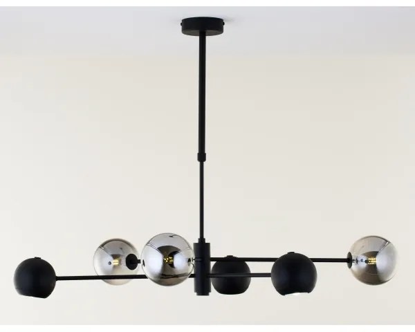 Lustră pe tijă Jupiter 1974 MOKA 3xGU10/10W/230V + 3xG9/10W/230V negru/crom