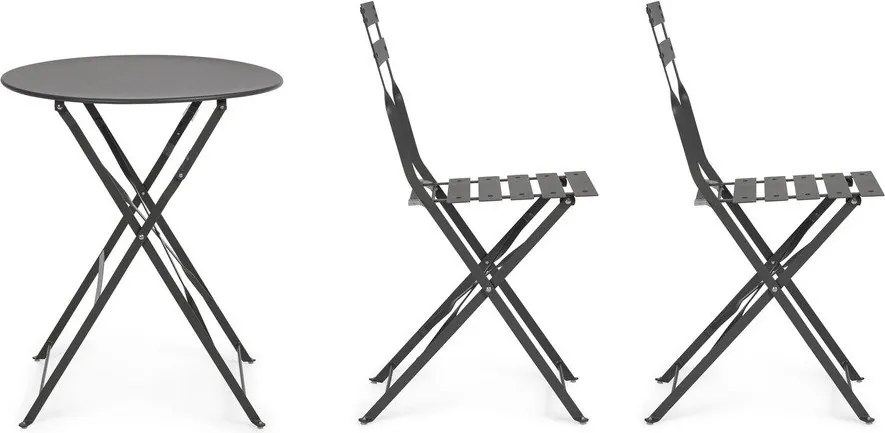 Set de dining pentru grădină gri antracit din oțel pentru 2 persoane Austin – Bizzotto