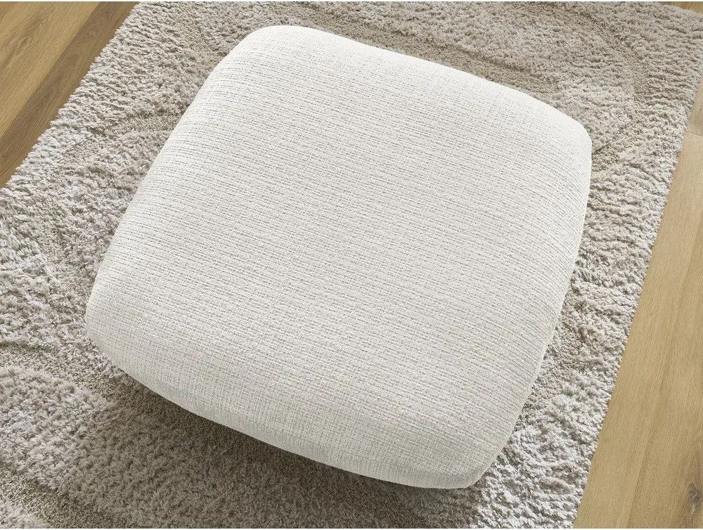 Taburet alb cu tapițerie din chenille Leonore – Bobochic Paris