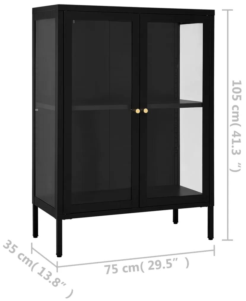 Servanta, negru, 75x35x105 cm, otel si sticla 1, Negru