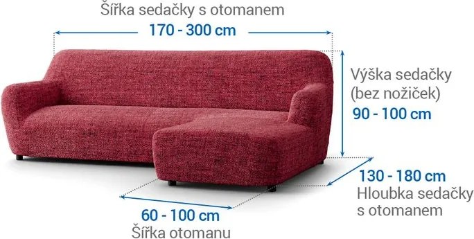 Gaico Huse bielastice VITTORIA bordo canapea cu otoman dreapta (l. 170 - 300 cm)