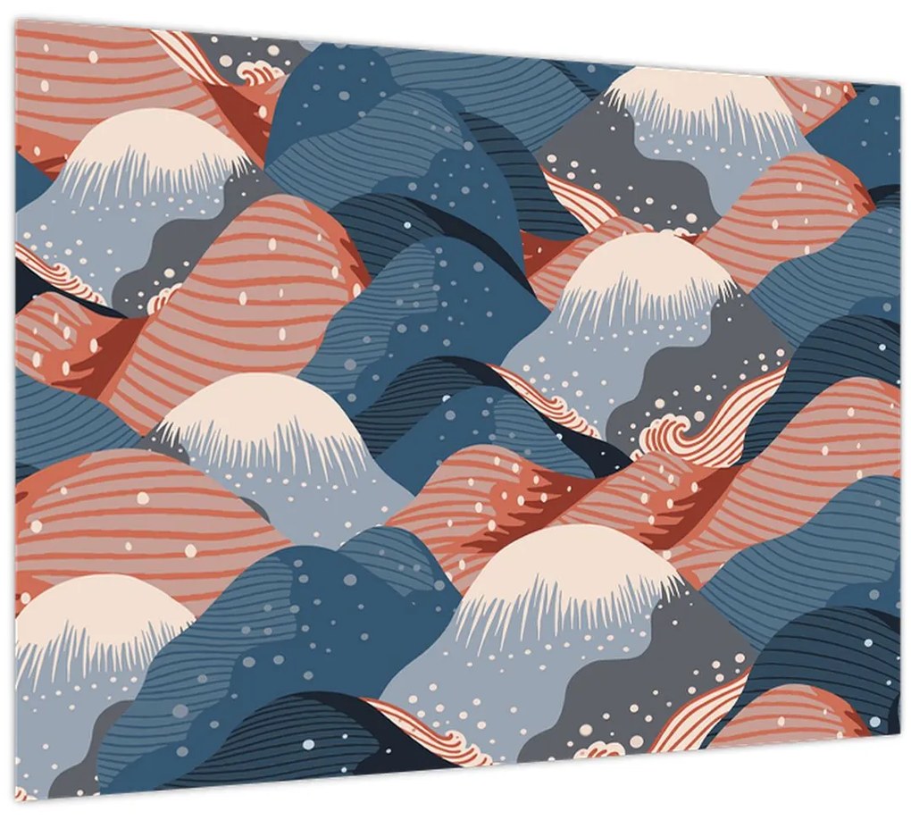 Tablou pe sticlă - Valuri japoneze (70x50 cm)