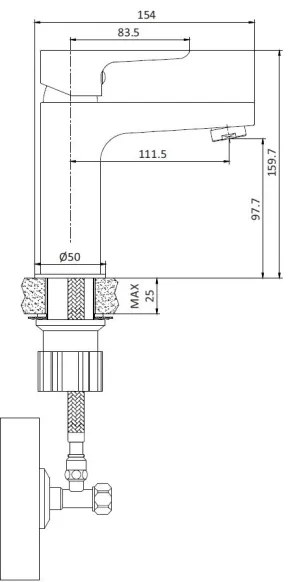 Baterie de lavoar BATH DELUXE 28-005-04-02-04 NAESBY 15,9 cm negru mat