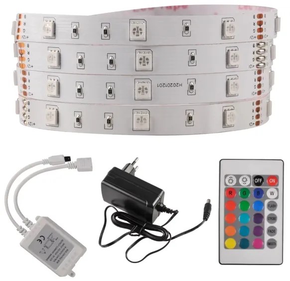 Bandă LED RGB dimabilă 5m LED/18W/12V IP20 + telecomandă