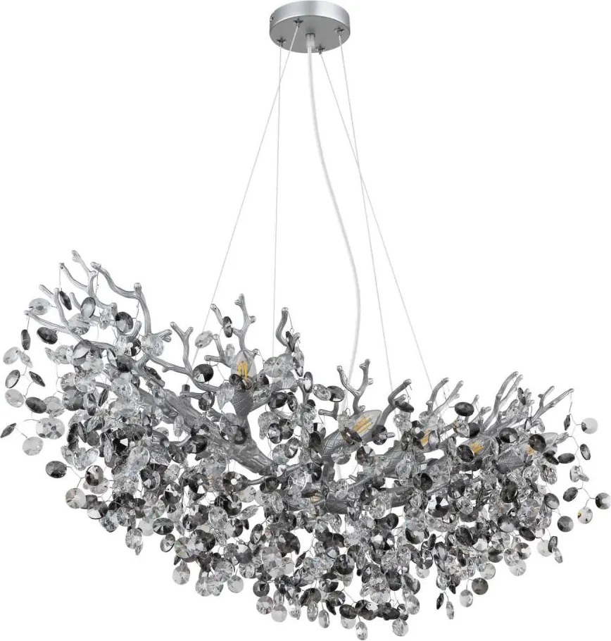 Globo 64138H3S - Candelabru suspendat pe cablu QUEENA 10xE14/40W/230V argintiu