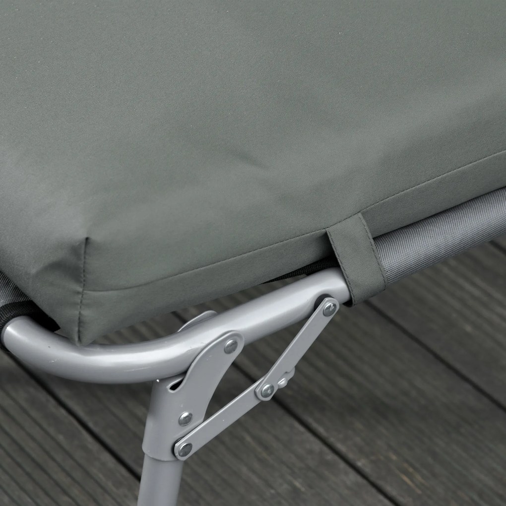 Outsunny Set 2 Perne pentru Scaune de Exterior cu Curele, Perne de Exterior Umplute cu Bumbac și Poliester, pentru Șezlonguri, Fotolii de Grădină, 196x55x8 cm, Gri Închis | Aosom Romania