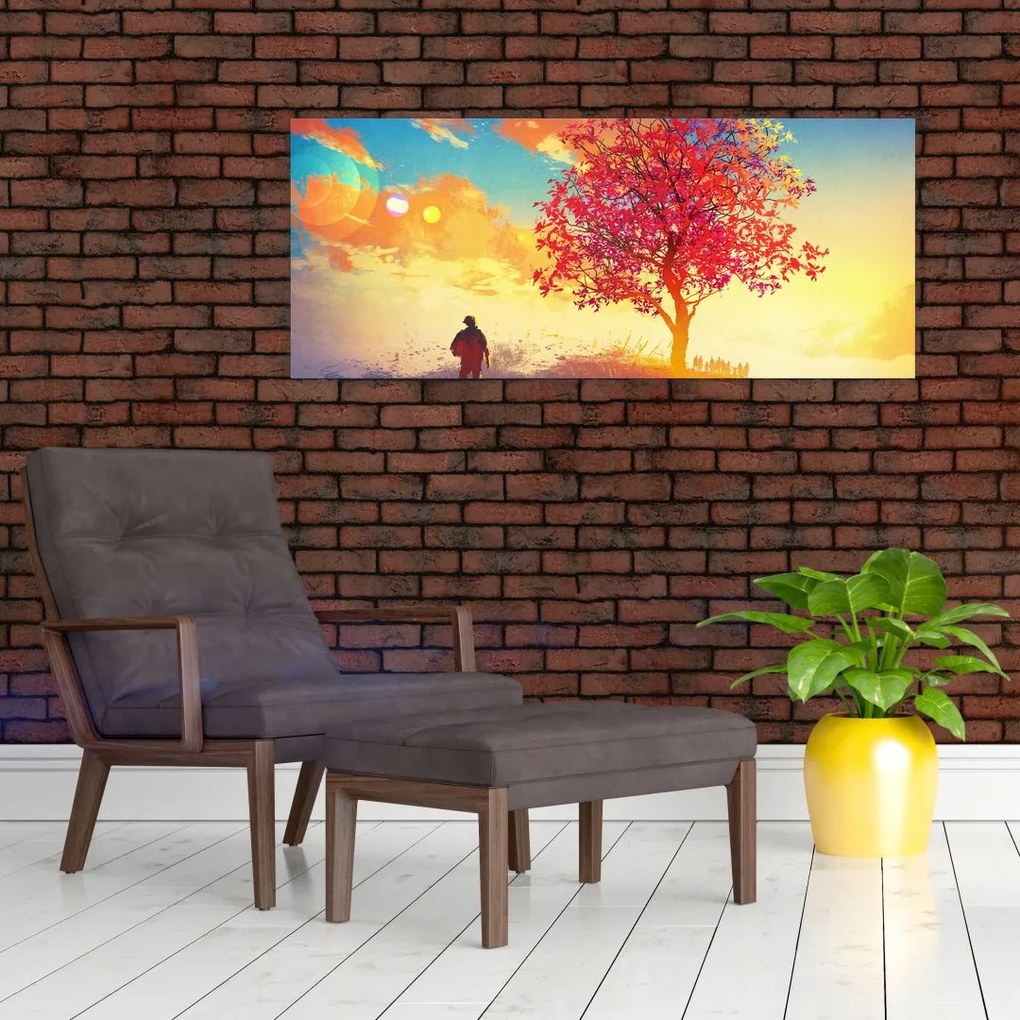Tablou - casa în deal (120x50 cm)