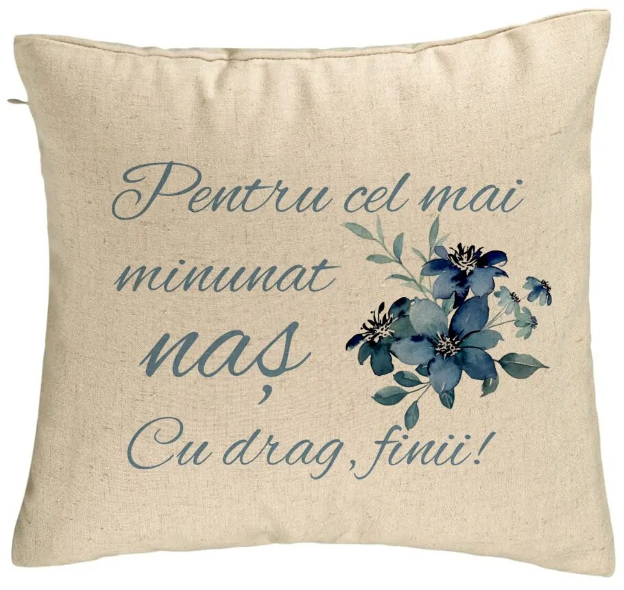 Perna Decorativa pentru Nas 1, 40x40 cm, Bej, Husa Detasabila, Burduf