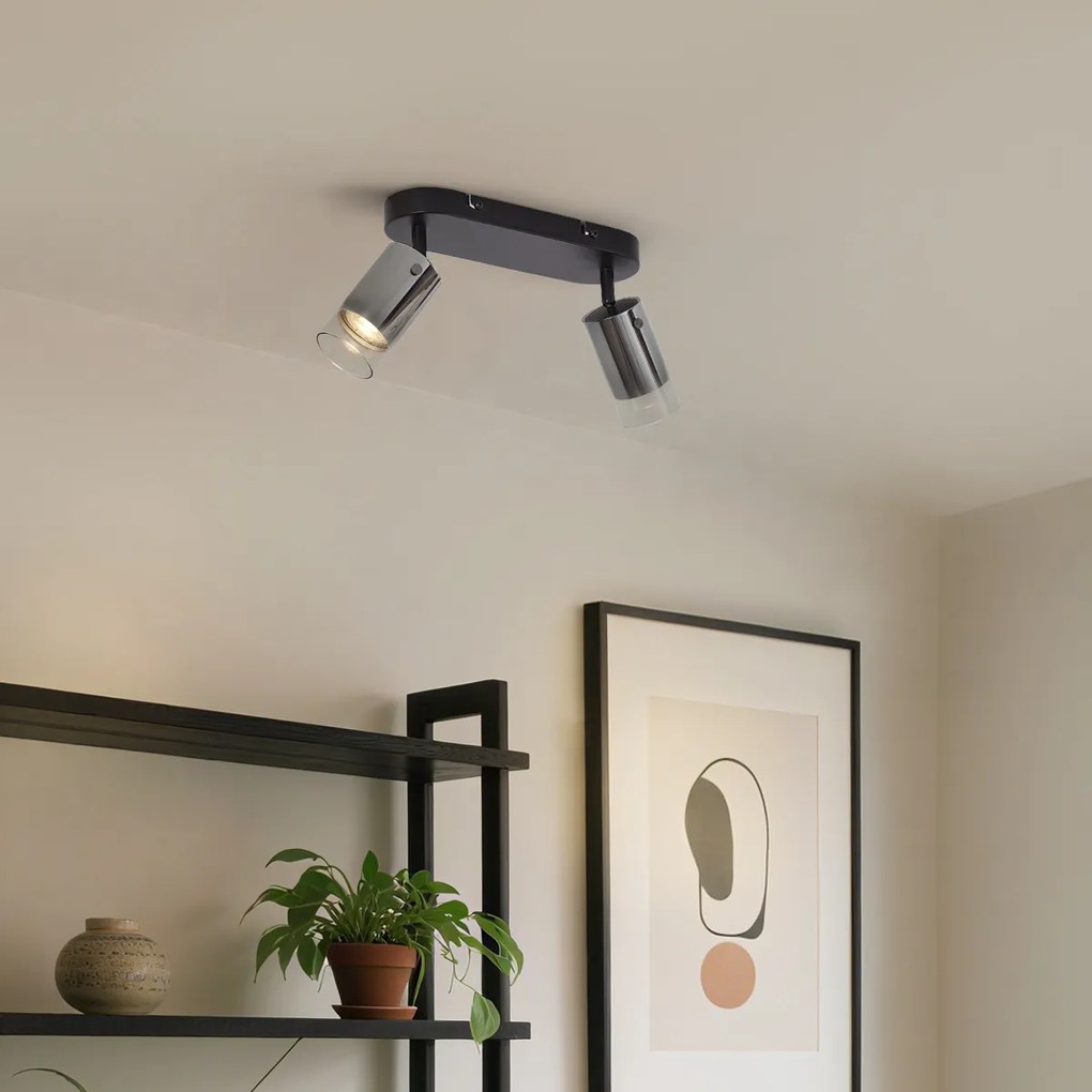 Spot modern de tavan Gunmetal cu 2 lumini rotativ și reglabil - Drain