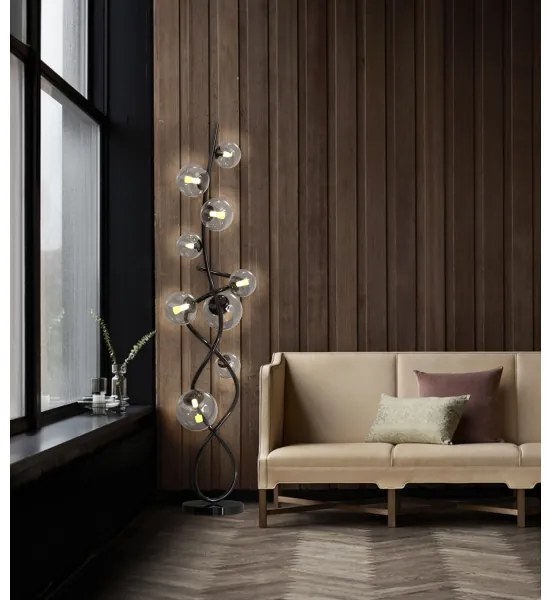 LED Lampadar NANCY Wofi 3014-905 9xG9/3,5W/230V negru/crom