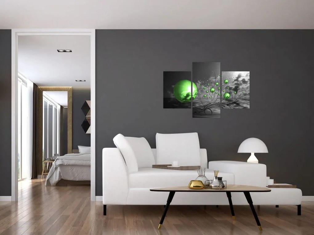 Tabloul bilelor verzi abstracte (90x60 cm)