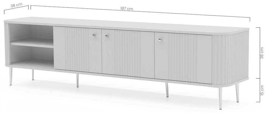 Comodă TV Vesper 3D 187 cm - cașmir / nuc / picioare negre