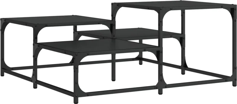 vidaXL Măsuță de cafea, negru, 87,5x87,5x40 cm, lemn prelucrat