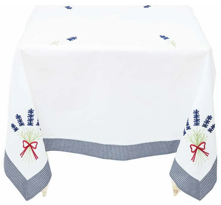 FATA DE MASA 140X140 CM, 100% BUMBAC, ALB/ALBASTRU