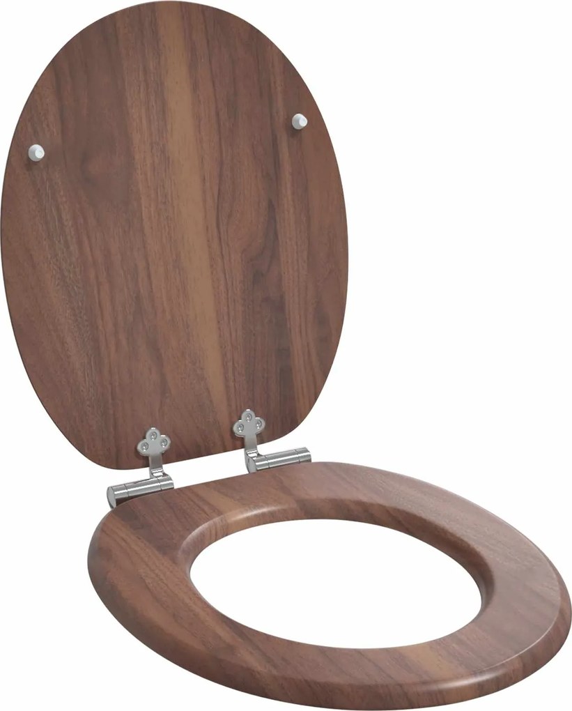 vidaXL Capac de toaletă cu închidere lentă Maro 44 x 38 cm Placă MDF