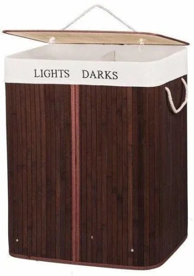 Cos rufe, 2 compartimente, 100 L, tesatura model bambus, SPRINGOS