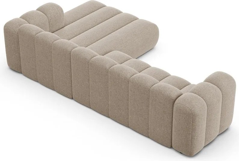 Colțar bej cu tapițerie din chenille (cu colț pe partea dreaptă/cu șezlong) Lupine – Micadoni