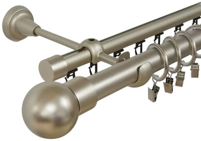 Galerie dubla kula , teava neteda si profil,grosime 25 si 19mm, crom mat (Alege marime: 120 cm)