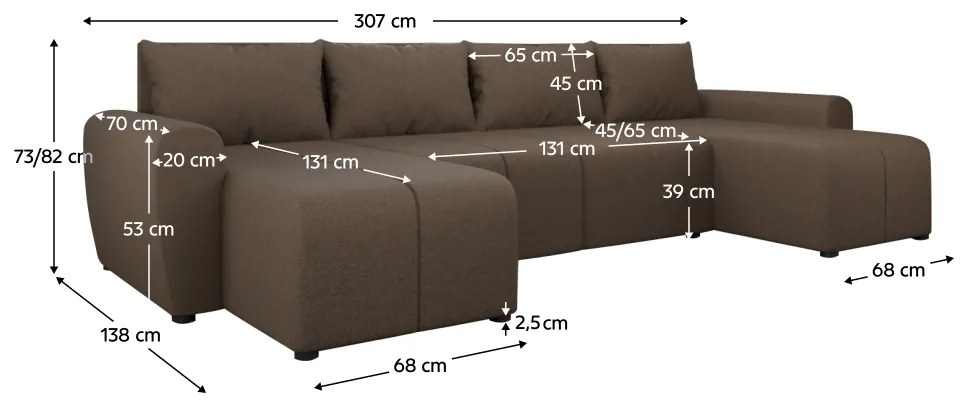Set canapea universala, maro, DELIN U UNI