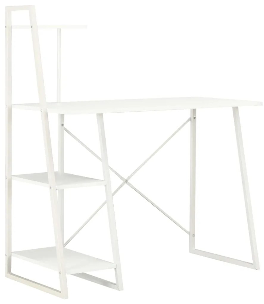 vidaXL Birou cu rafturi, alb, 102 x 50 x 117 cm