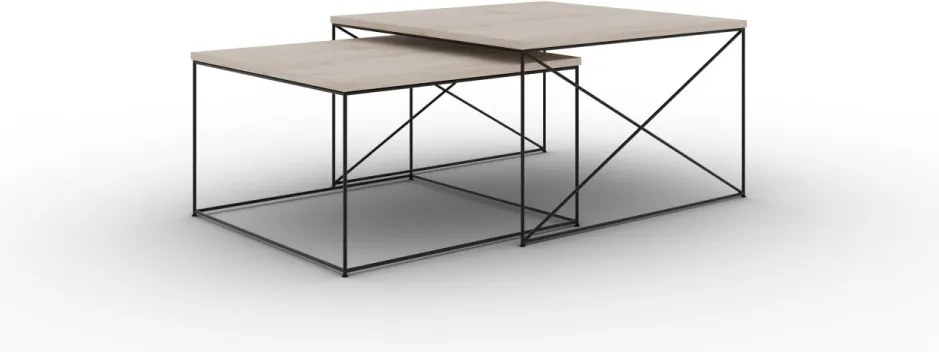 Set masute de cafea, Licco 2, ADRK Furniture (Culoare: Alb / Negru)