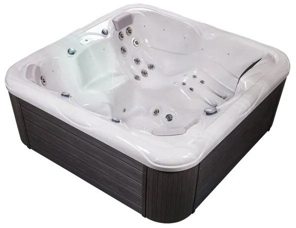 Minipiscina, alb-lucios, cu led si sistem audio 6 persoane, 215 x 215-cm, Wellis Venus