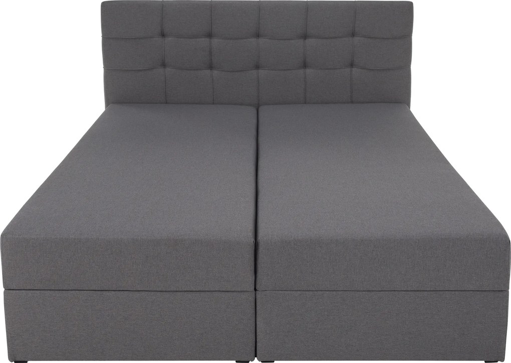 Pat boxspring, 160x200, ţesătură gri, KAMILIA
