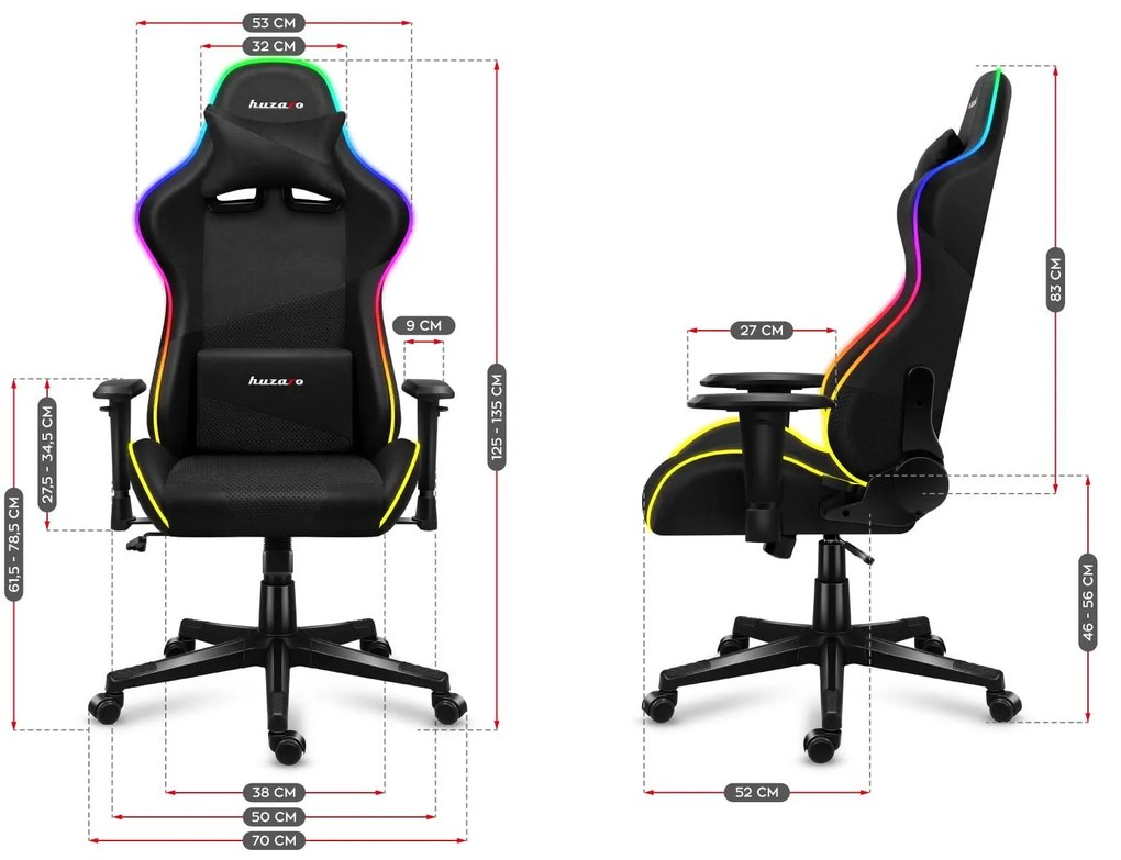 Fotoliu gaming Fusion 6.3 (negru + multicolor) (cu iluminat LED). 1087489